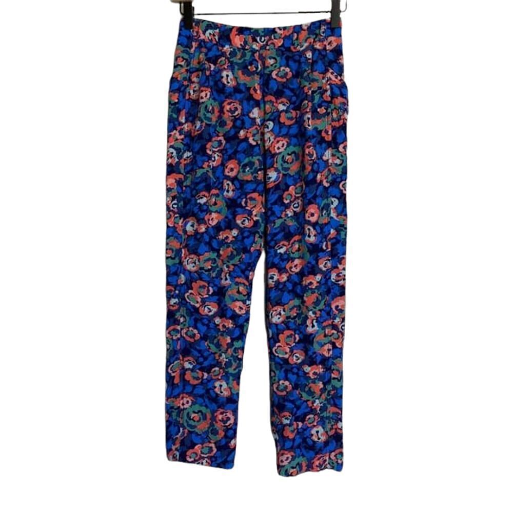 ELEVENSES Pants Floral Blue Coral Size 0‎